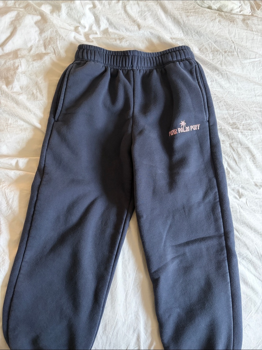 Pink Palm Puff Navy Jogger Sweatpants